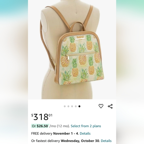 BRAHMIN Pompano Collection Iridescent Pineapple Felicity Backpack 🍍 - Picture 2 of 14